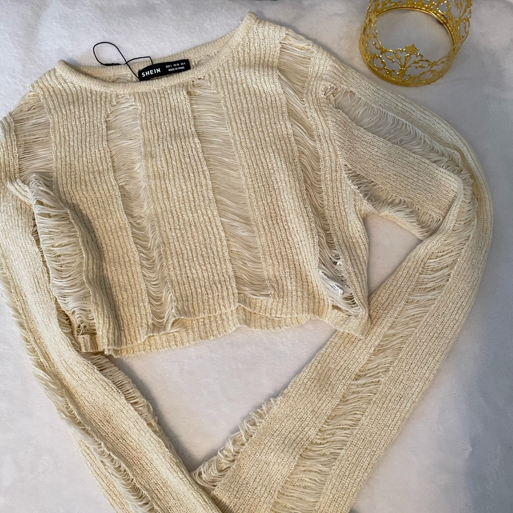Solid Ribbed Cropped Sweater